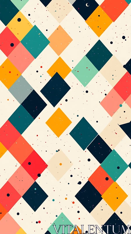 Geometric diamond grid with layered color-block abstraction.