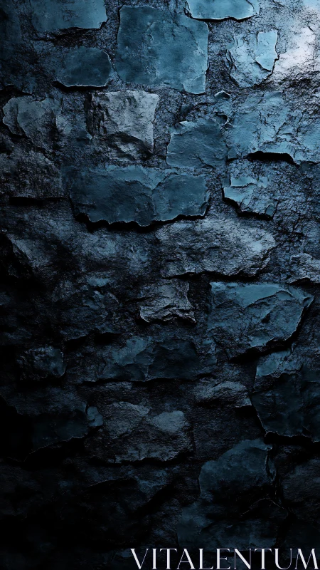 Dark textured stone wall surface with cool blue lighting.