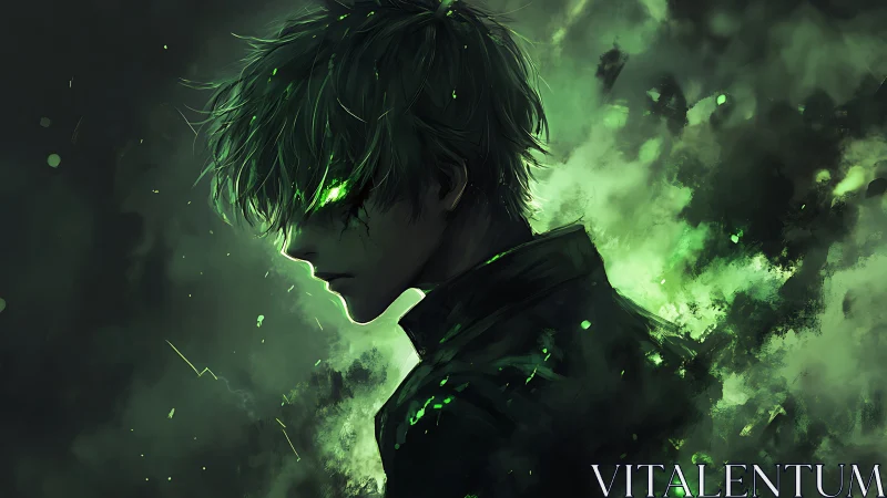 Green-eyed stormwalker listens to the neon shadows breathe