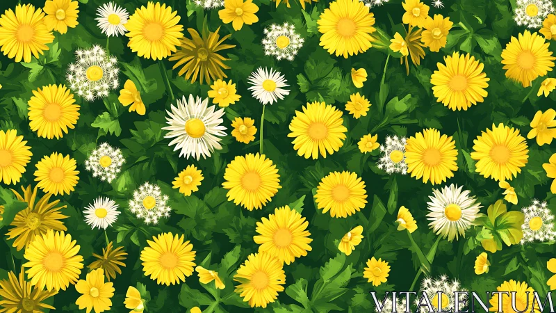 Vibrant Floral Composition with Yellow Gerberas and White Daisies