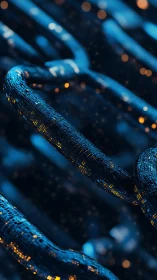 Neon data chains curl through a midnight circuit sky