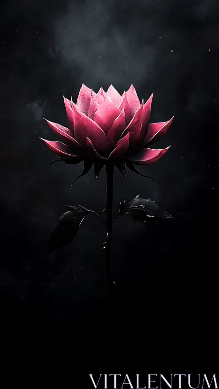Luminous Pink Lotus Bloom Against Dark Atmospheric Background