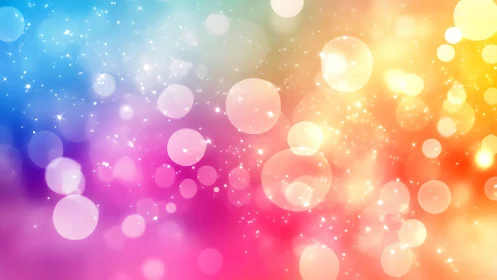Glowing rainbow bokeh lights in a dreamy, sparkling haze.