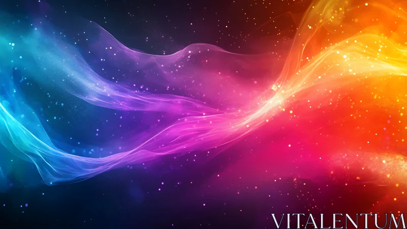 Colorful light waves drift gently through a dreamy night sky