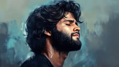 Bearded man in profile rendered with expressive painterly strokes