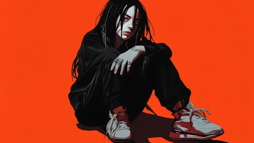 Streetlit solitude curls into neon-orange digital quiet