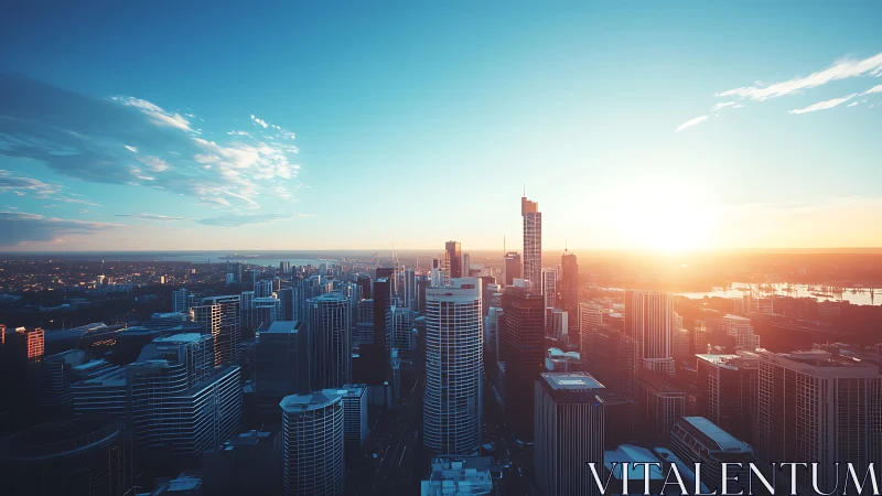 Sunrise stitches chrome-blue light across the waking city