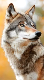 Photorealistic lupine portrait with shallow depth of field.