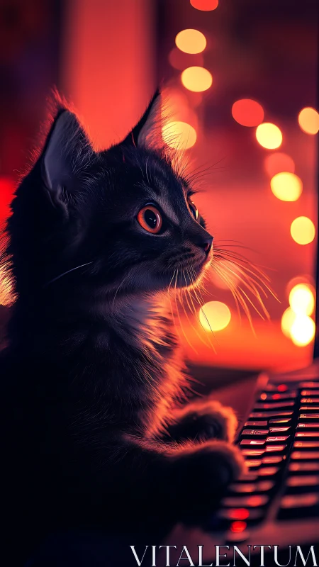 Moody Cat's Glow: A Tale of Neon Curiosity.
