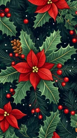 Festive poinsettias and holly leaves create cozy holiday cheer