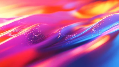 Luminous neon waves flow across a liquid abstract landscape.