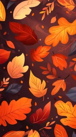Autumn leaves pattern in warm orange and red tones.