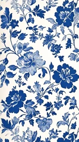 Monochrome cobalt floral surface with dense botanical tiling.