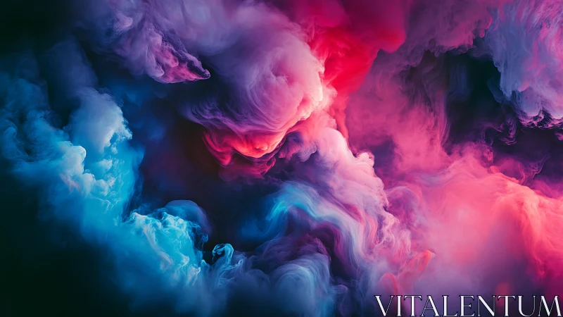 Colorful abstract smoke clouds in pink, blue, and purple.