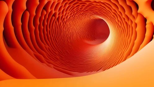 Abstract Orange Tunnel with Layered Ripple Patterns in 3D Style.