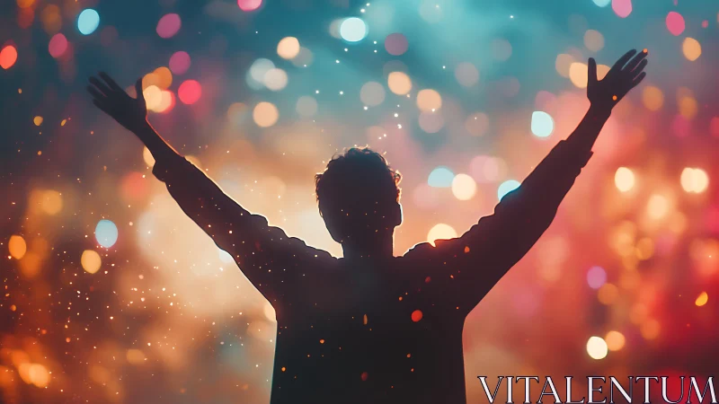 Silhouette Surrenders To A Carnival Of Colorful Light.