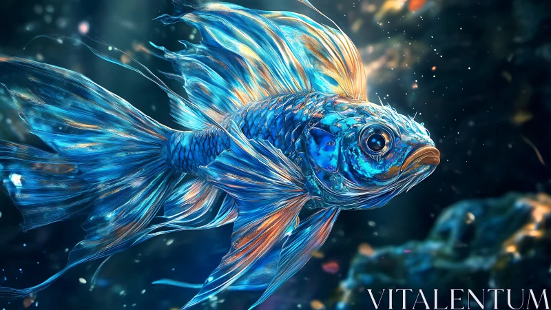 Luminescent betta portrait with high-frequency fin detail.