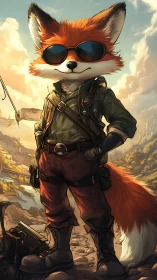 Daring fox adventurer surveys a rugged fantasy frontier.
