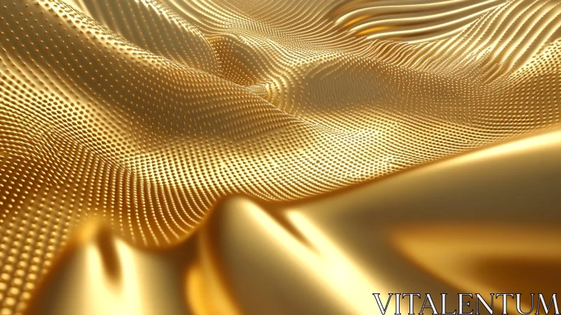 Abstract golden waves with dotted pattern in futuristic 3D style.