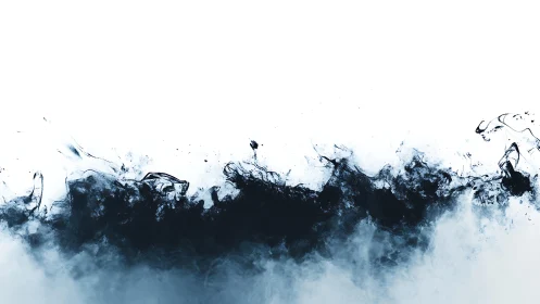 Abstract black ink swirling in water with minimalist style.