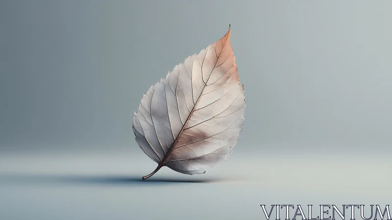Single pale leaf on soft gradient background.