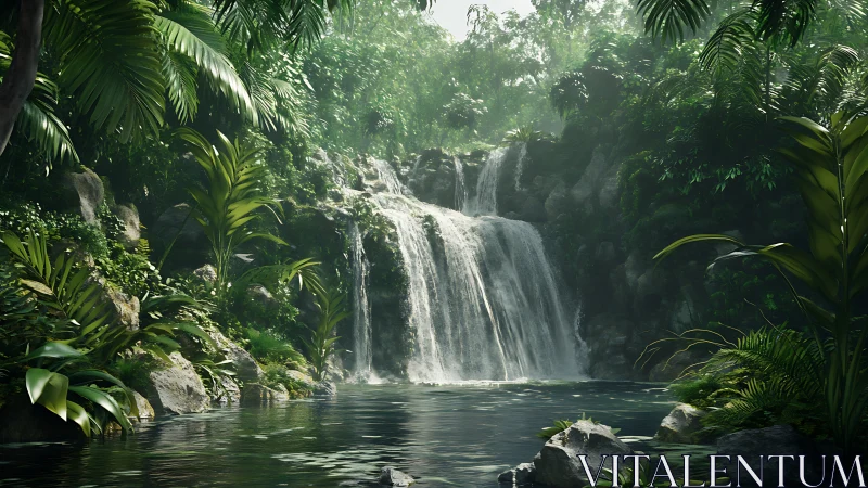 Soft jungle thunder tumbles into a mirror-bright lagoon