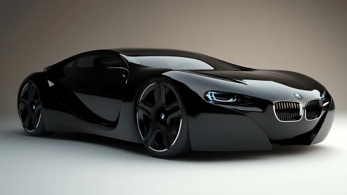 Black BMW supercar concept with fluid aerodynamic body