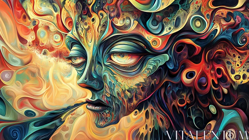 Swirling dreamface exhales galaxies of molten color