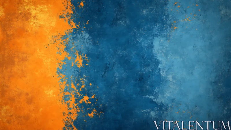 Dual-toned abstract wall with fractured orange and blue fields.