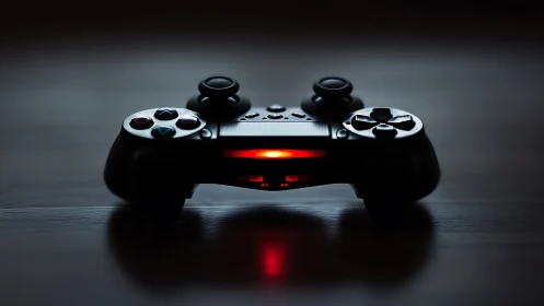 Gaming Controller in the Glow: Power Awaits.