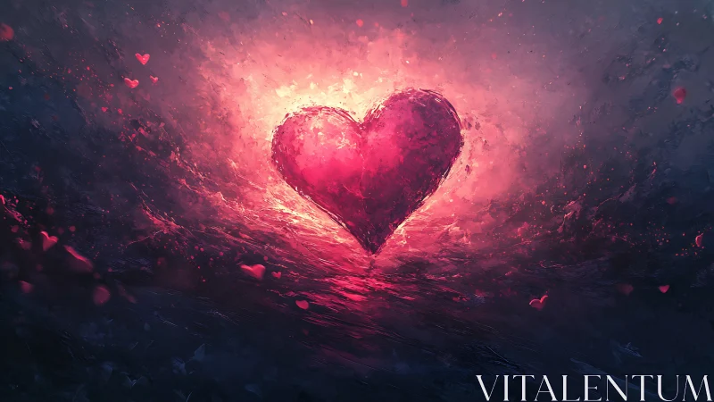 Luminous Heart Shape in Pink and Magenta Energy Field