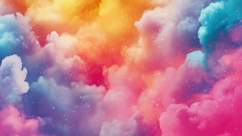 Radiant cosmic clouds swirl in a dreamy pastel nebula sky