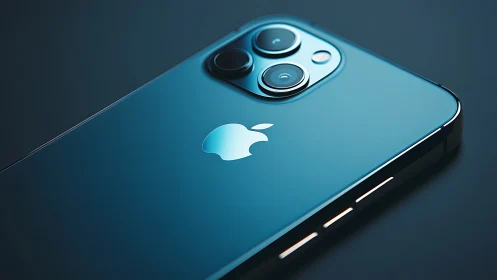 Blue iPhone 12 Pro with Triple Camera System.