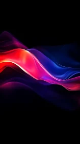 Luminous red and blue light waves on deep black field.