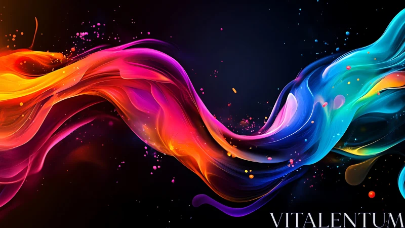 Flowing neon color ribbons across deep cosmic void.