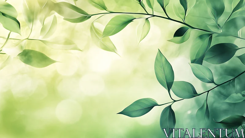 Gentle green leaves drifting across soft morning light.