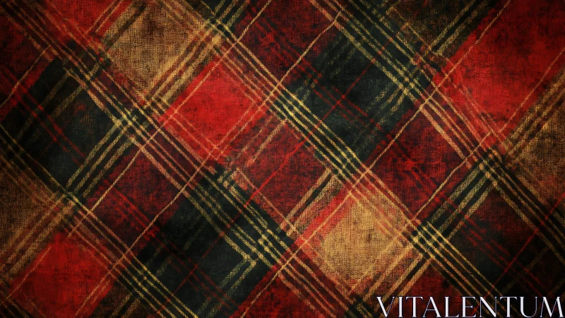 Vintage red and black tartan plaid pattern with grunge effect.