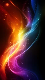 Prismatic energy ribbons flowing through cosmic dark field.