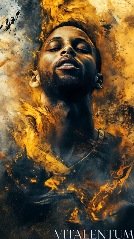 Soul on Fire portrait glowing with swirling golden energy.