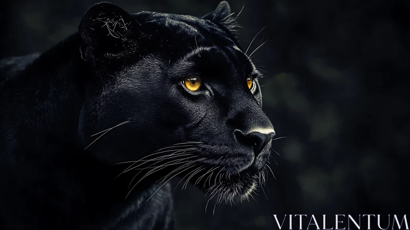 Black Panther's Piercing Gaze in Darkness