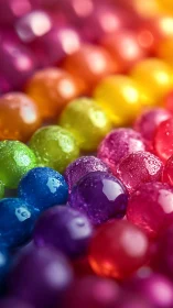 Glistening rainbow candy orbs in juicy macro parade.