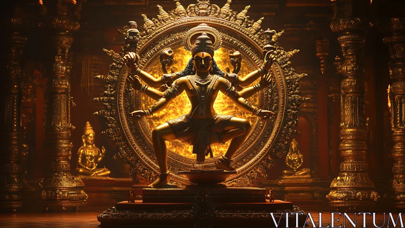 Photorealistic Nataraja sculpture under cinematic temple lighting.