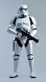White armored sci-fi soldier rendered in high-gloss 3D model.