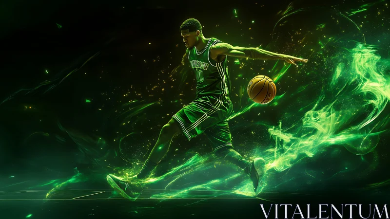 Emerald lightning dribbles through neon night and bends gravity