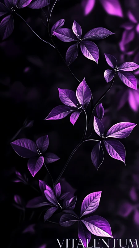 Midnight violet vine drifting through soft neon shadows.