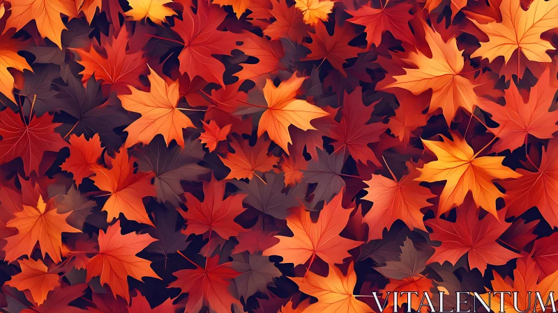 Autumn maple leaves pattern in vivid red and orange tones.