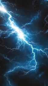 Electric blue lightning bolt fractal over deep black void.