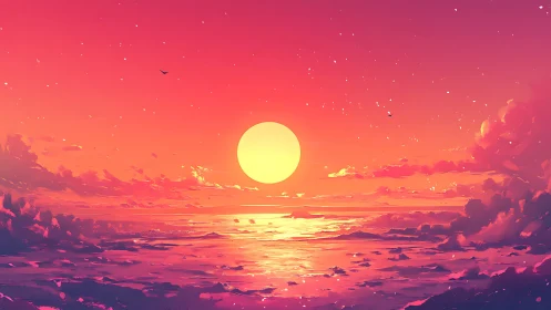 Hyper-saturated solar seascape with stratocumulus cloud bands