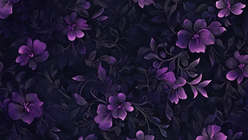 Violet blossoms drift like quiet constellations in velvet night