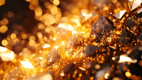 Shimmering Golden Diamonds in Abstract Luxury Art Style.